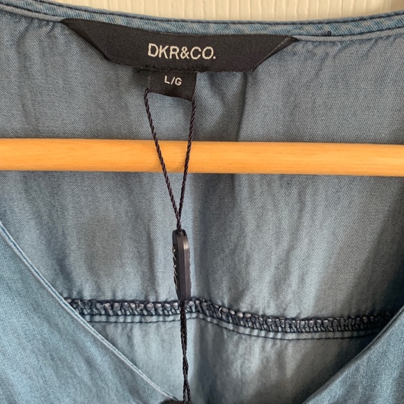 NWT DKR & Co blue lyocell drawstring dress - Picture 3 of 6